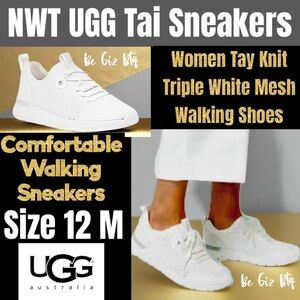 NWT UGG Women Tay Knit Triple White Mesh Walking Shoes size 12 M